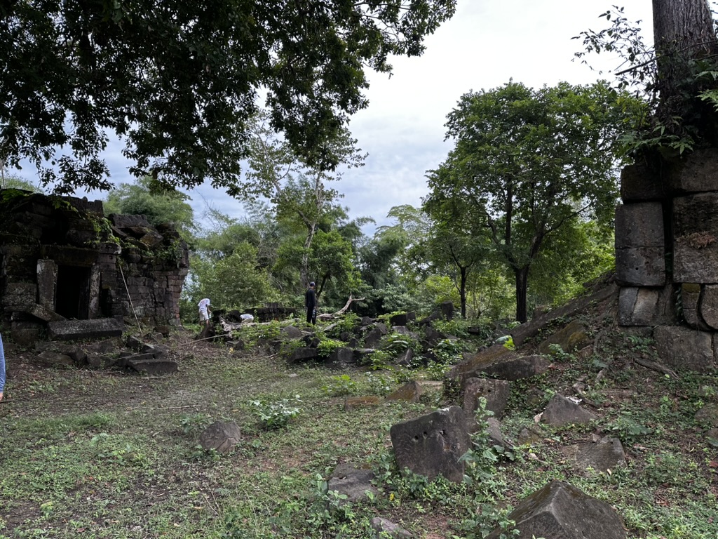 Ruins of Thao Tao and its laterite enclosing wall, Champasak, southern Laos